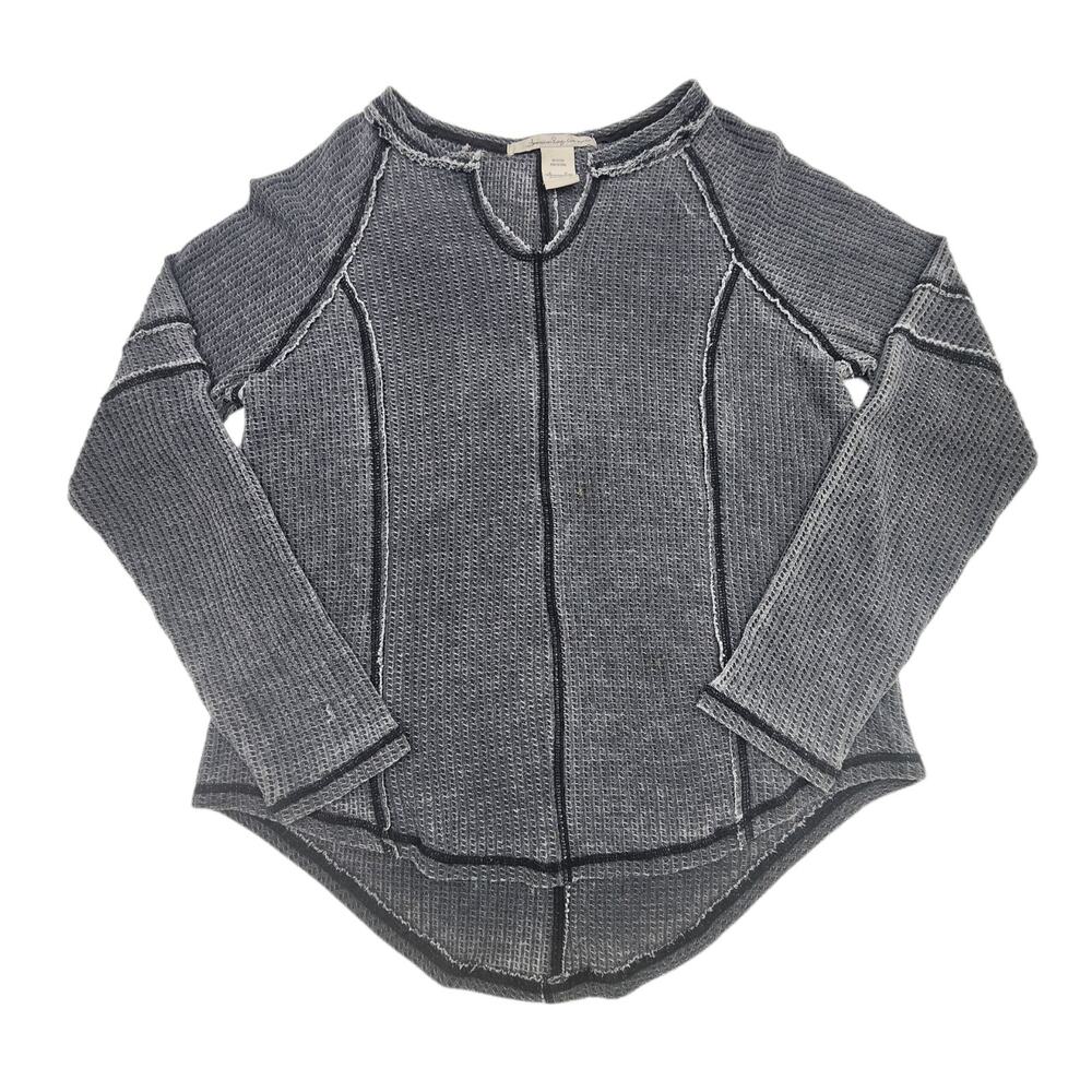 American Rag Termal Shirt Pullover Gray Ranglan Sleeve Womens Size Medium